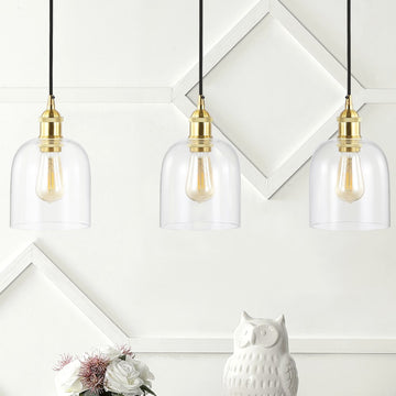 Cooper 25.5" Farmhouse Contemporary Glass Linear LED Pendant - JONATHAN Y